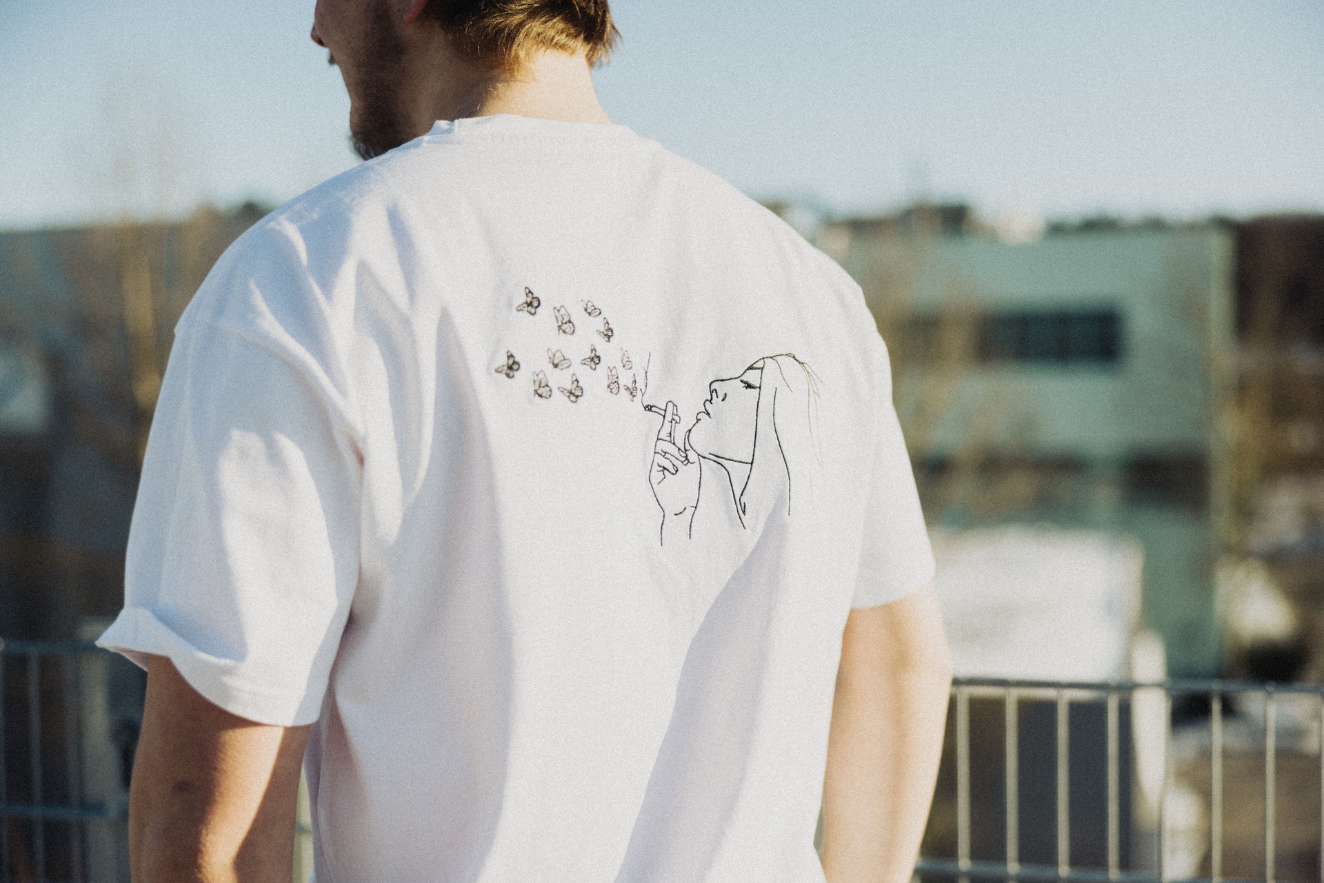 Fashionable Man Designer T-Shirt Detail Fashion Portrait